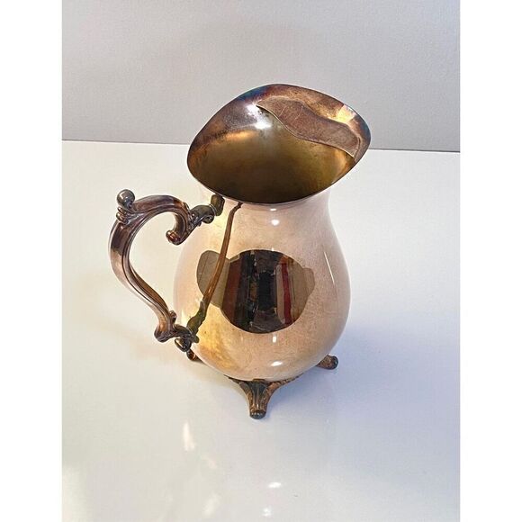 Vintage WM Rogers 817 Silver Plate Footed Water Beverage Pitcher With Ice Guard - Picture 4 of 9